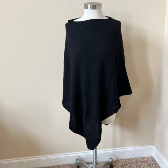 Beryll Black 100% Cashmere Knit Lightweight Poncho Sweater 26260 - Picture 3 of 7